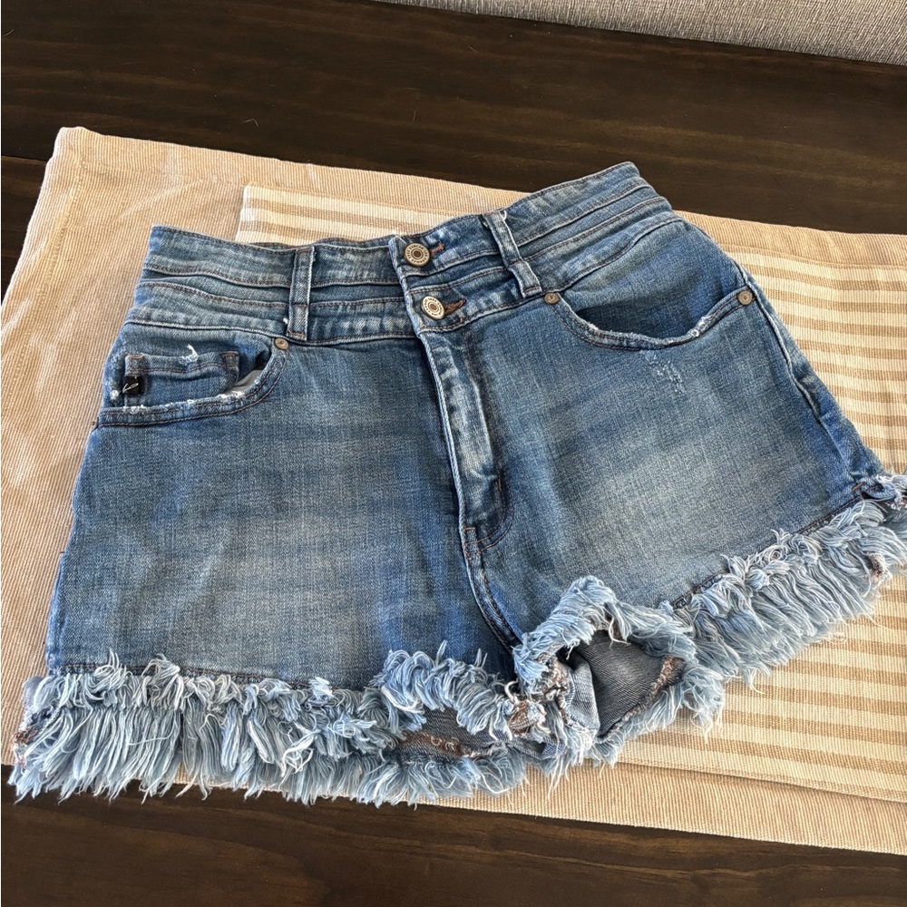 KanCan Blue Jean Shorts High-Waisted Distressed